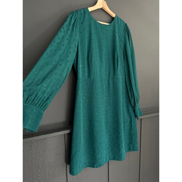 J. Crew Jacquard Floral Dot A line Shift Dress in Dark Spruce Green size 10 - Picture 5 of 11